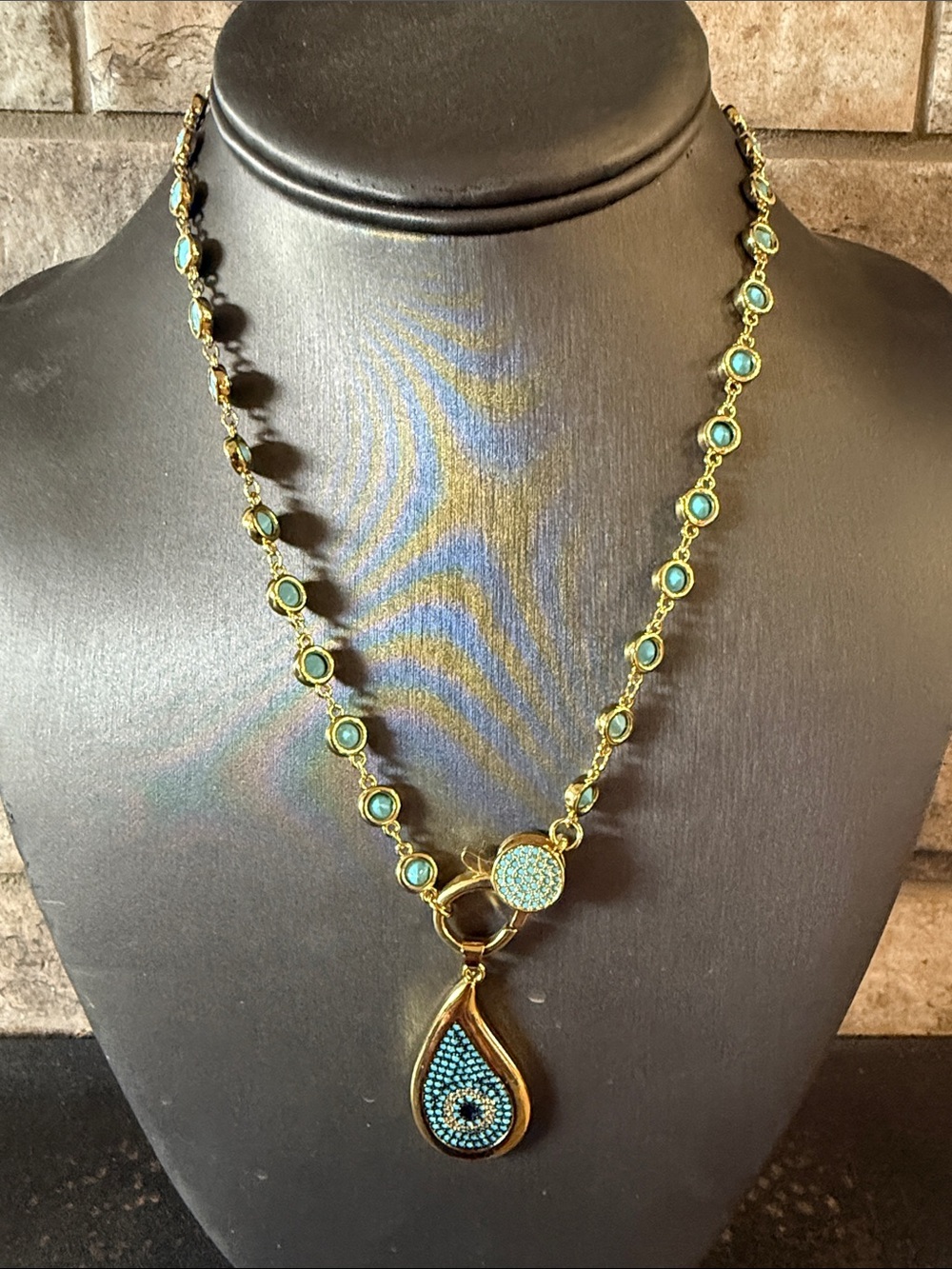 Freida Rothman Vault Turquoise Teardrop Pendant Necklace